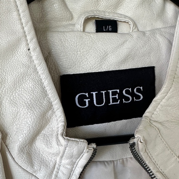 Guess Women's Cream Faux Leather Jacket - Picture 2 of 7